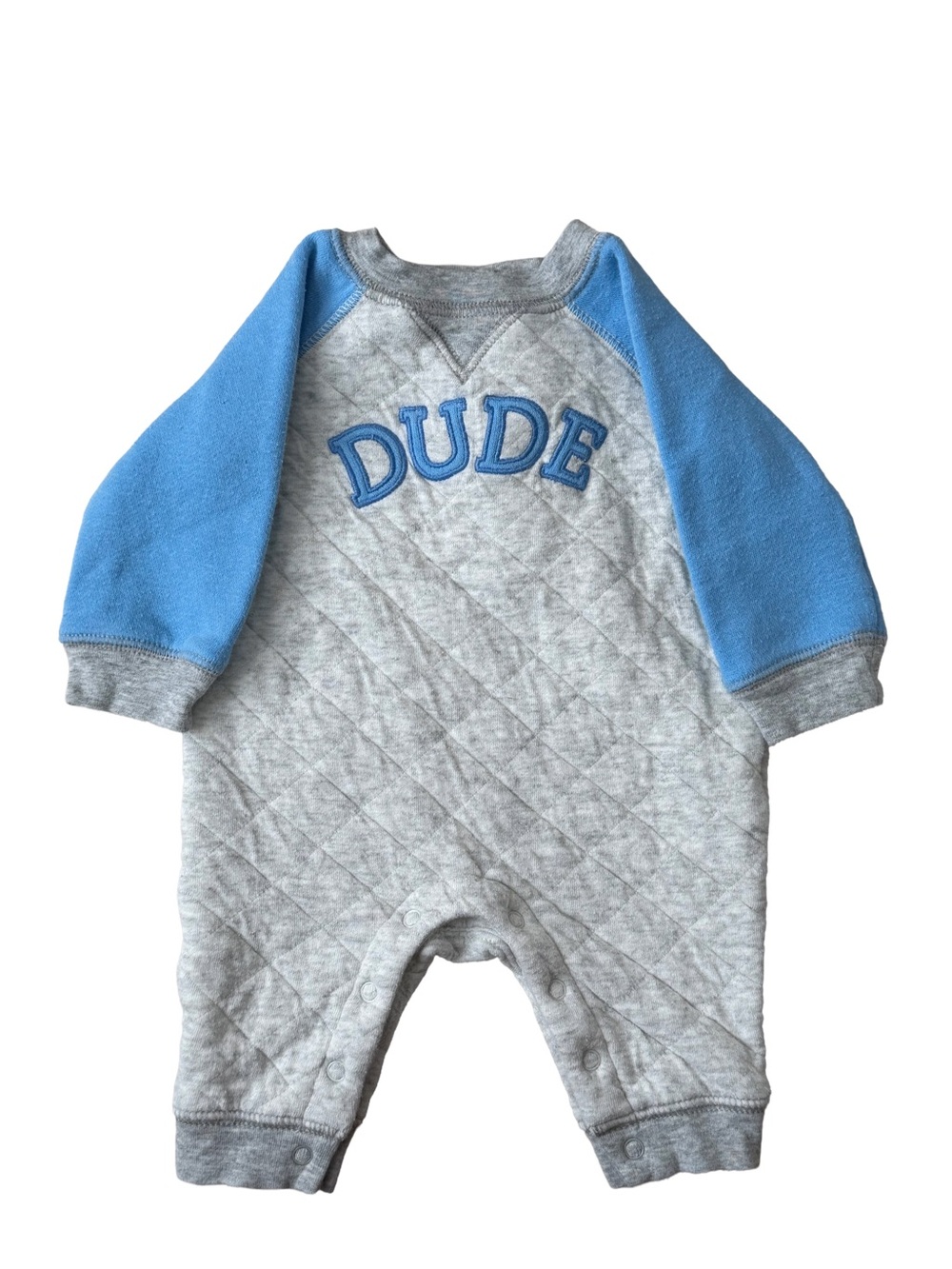 Gymboree Baby Boy 0-3M Dude Quilted Romper - DUDE - VGUC